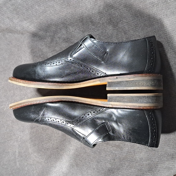Cooperative Black Leather Side Buckle Slip On Oxford Loafers VG+ US 6 - Picture 13 of 16